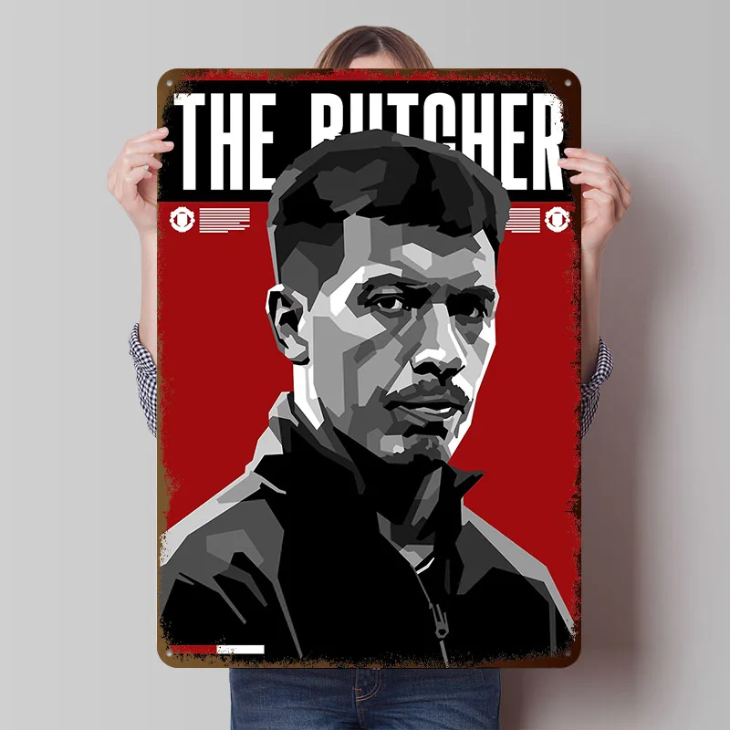 Licha The Butcher - Football Metal Poster Customized Wall Art Retro Vintage Tinplate Signs for Man Cave Desk Decor House Home