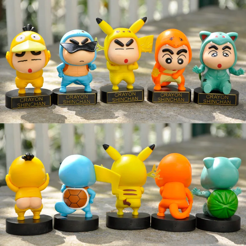 

5pcs/set Anime Crayon Shin-Chan Action Figure Cosplay Cross Dressing Elf Figurines Car Decoration Doll Model Kids Toys Fans Gift