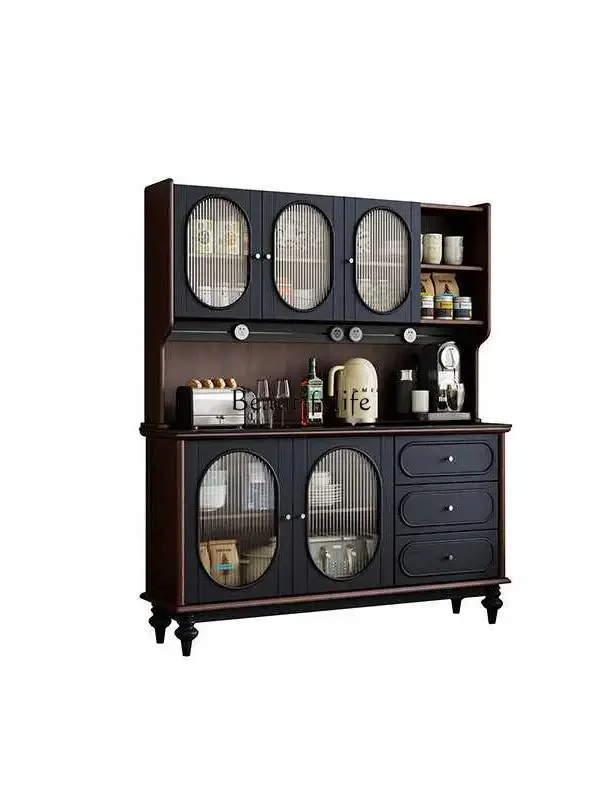 

French side cabinet, all solid wood rock slab integrated against the wall, antique tea cabinet