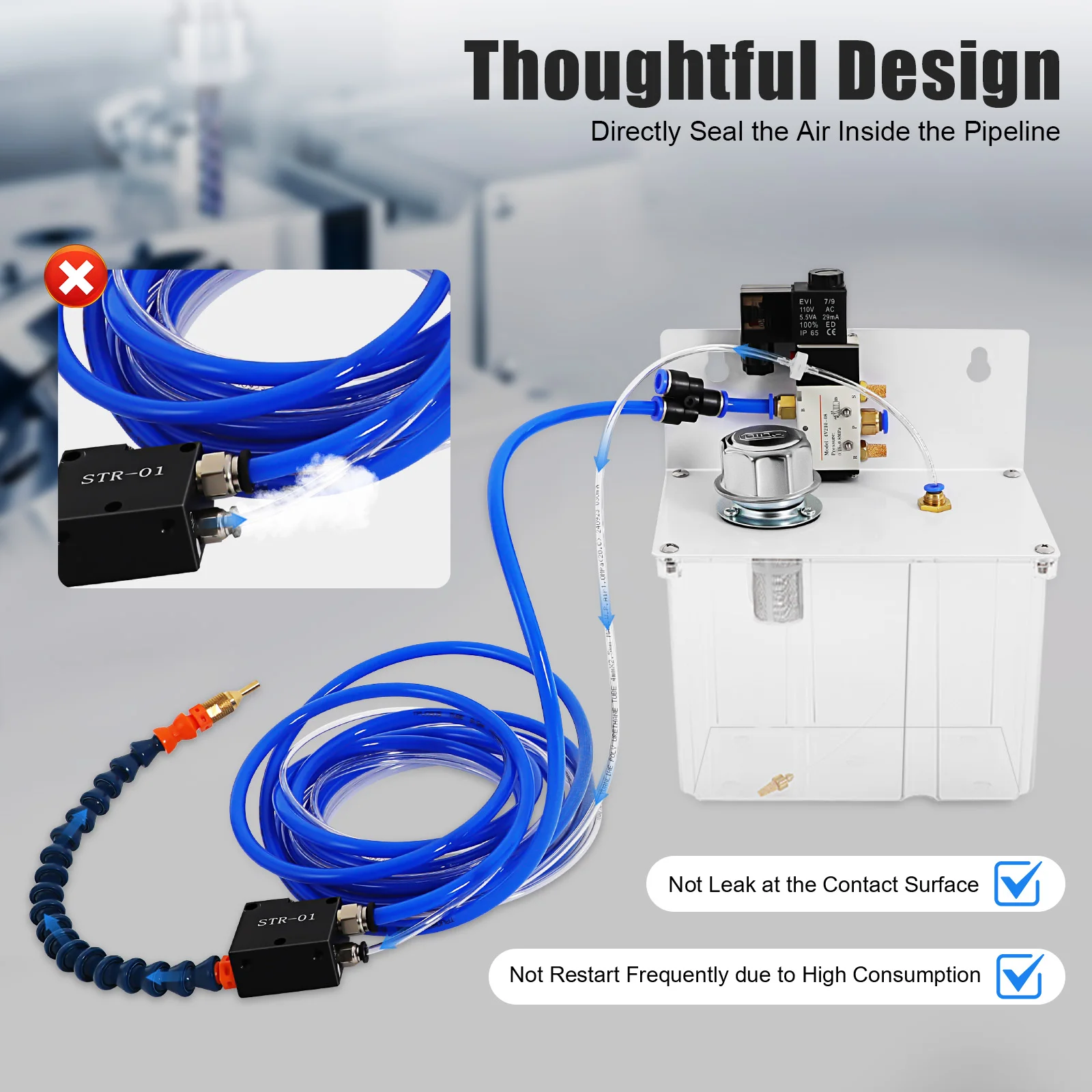 Máquina de pulverización de corte y enfriamiento, ideal para tornos CNC/fresadoras, volumen de aire/spray ajustable, construcción de resina/metal