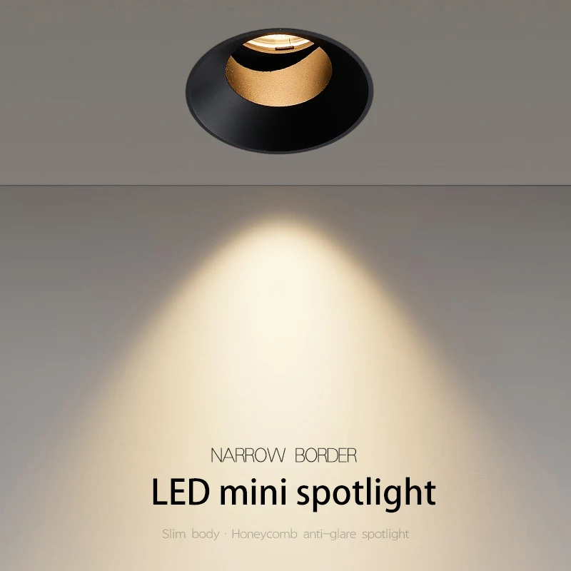 Borderless Led Mini Spotlight 3W 7W COB Spot Light Adjustable Angle Foco White Black Small Lamp For Living Room Cabinet Home