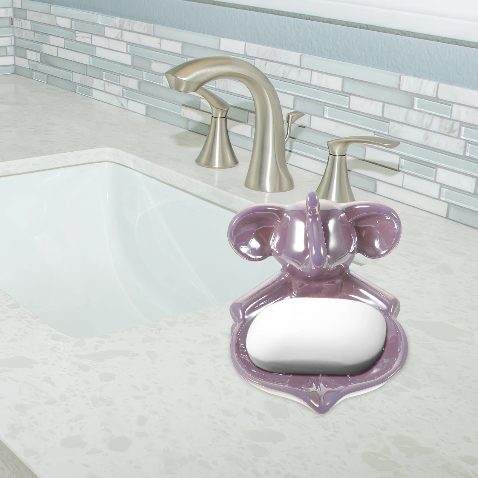 

Sponge Holder Ceramic Elephant Soap Dish Draining Ceramics Bathroom Holders