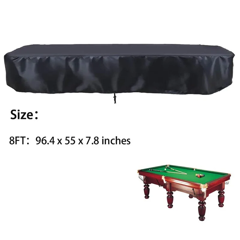 ABBN-4Pcs غطاء طاولة بلياردو بطول 8 أقدام مع رباط غطاء طاولة متين مقاوم للماء لطاولة مستطيلة، أسود