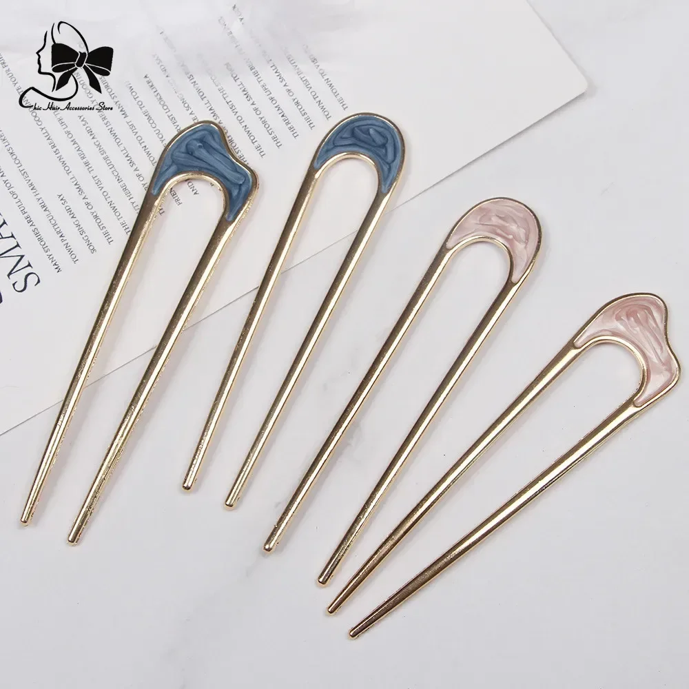 แฟชั่น U-รูป Hairpin SHELL Hairpin โลหะ U รูปผม Pins ส้อมผมภาษาฝรั่งเศสคํา Simple อุปกรณ์เสริมผมสําหรับผู้หญิง