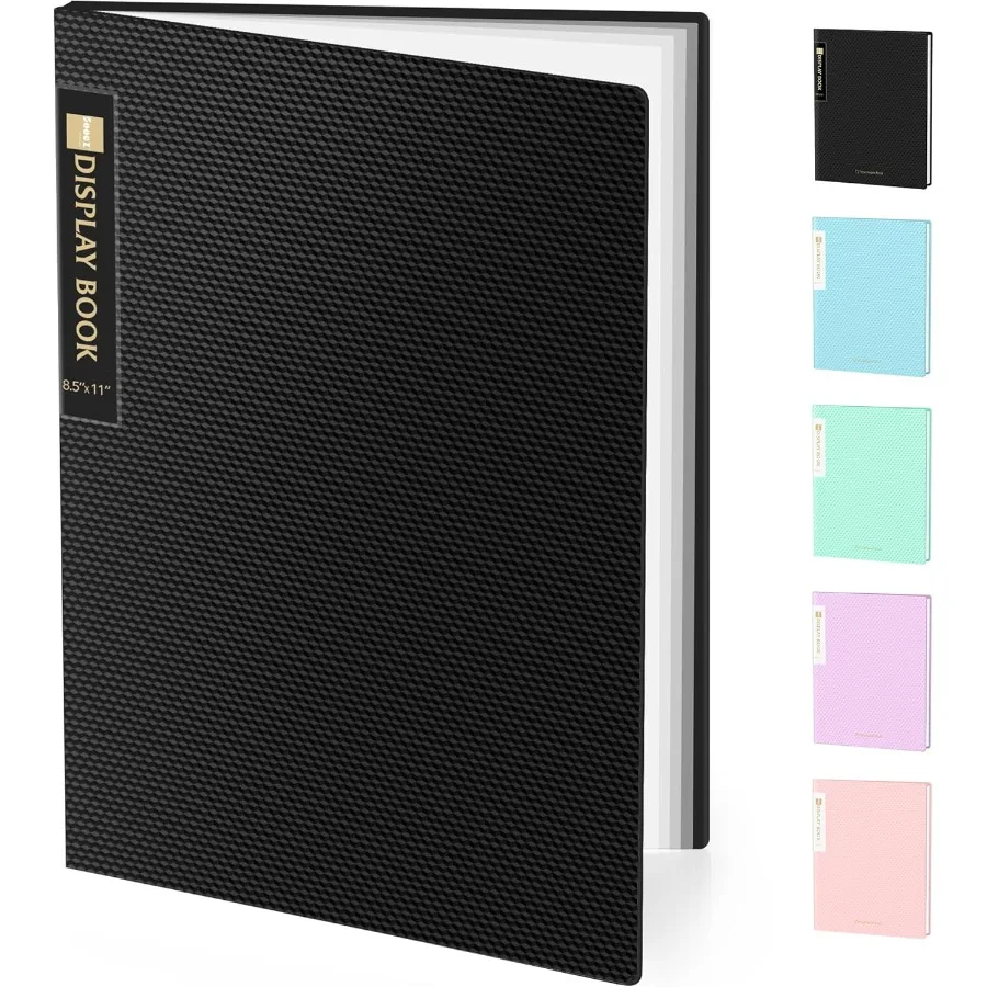 Binder 18 Kantong dengan Kantong Plastik 8.5x11, Folder Portofolio Seni Heavy Duty dengan Pelindung Lembar Transparan, Menampilkan 36 Halaman