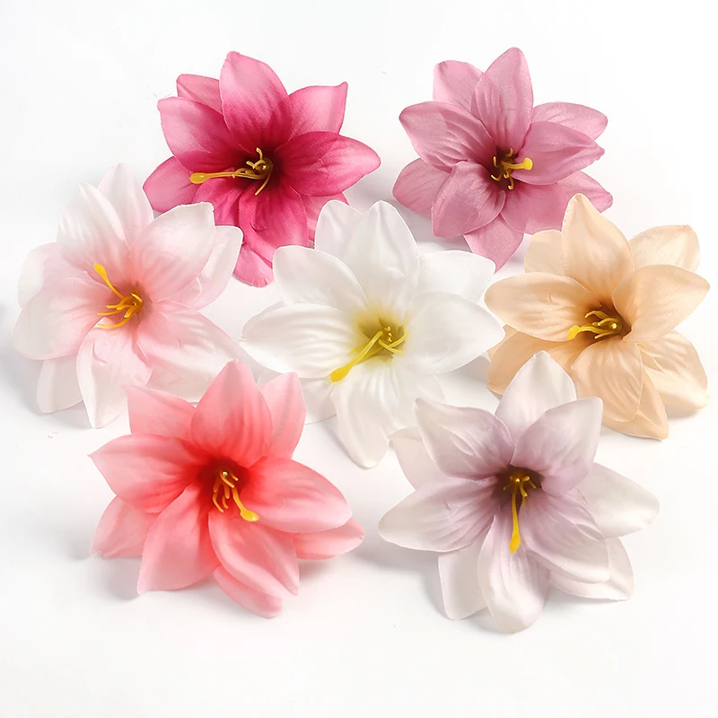 5/10pcs künstliche 9cm Seiden köpfe Blumen Hochzeit Haus Zimmer Garten Dekoration Braut Lilie DIY gefälschte Blume Sammelalbum Zubehör – Detail 5