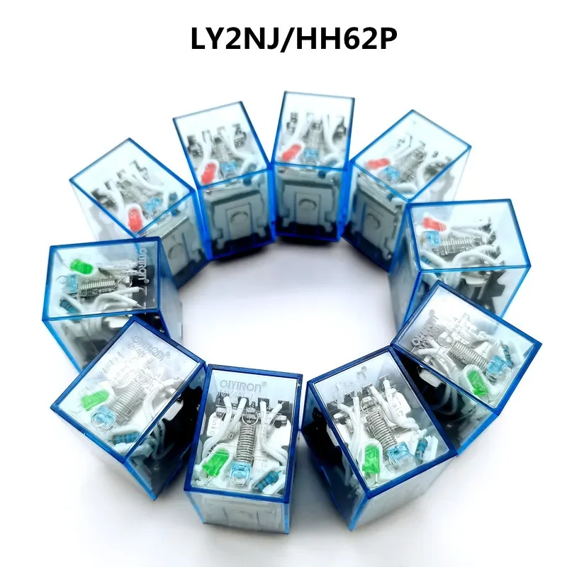 LY2NJ HH62P HHC68A-2Z ogólnego przeznaczenia elektroniczny przekaźnik elektromagnetyczny lampa LED 10A 8 pinów cewka DPDT DC12V 24V AC110V 220V