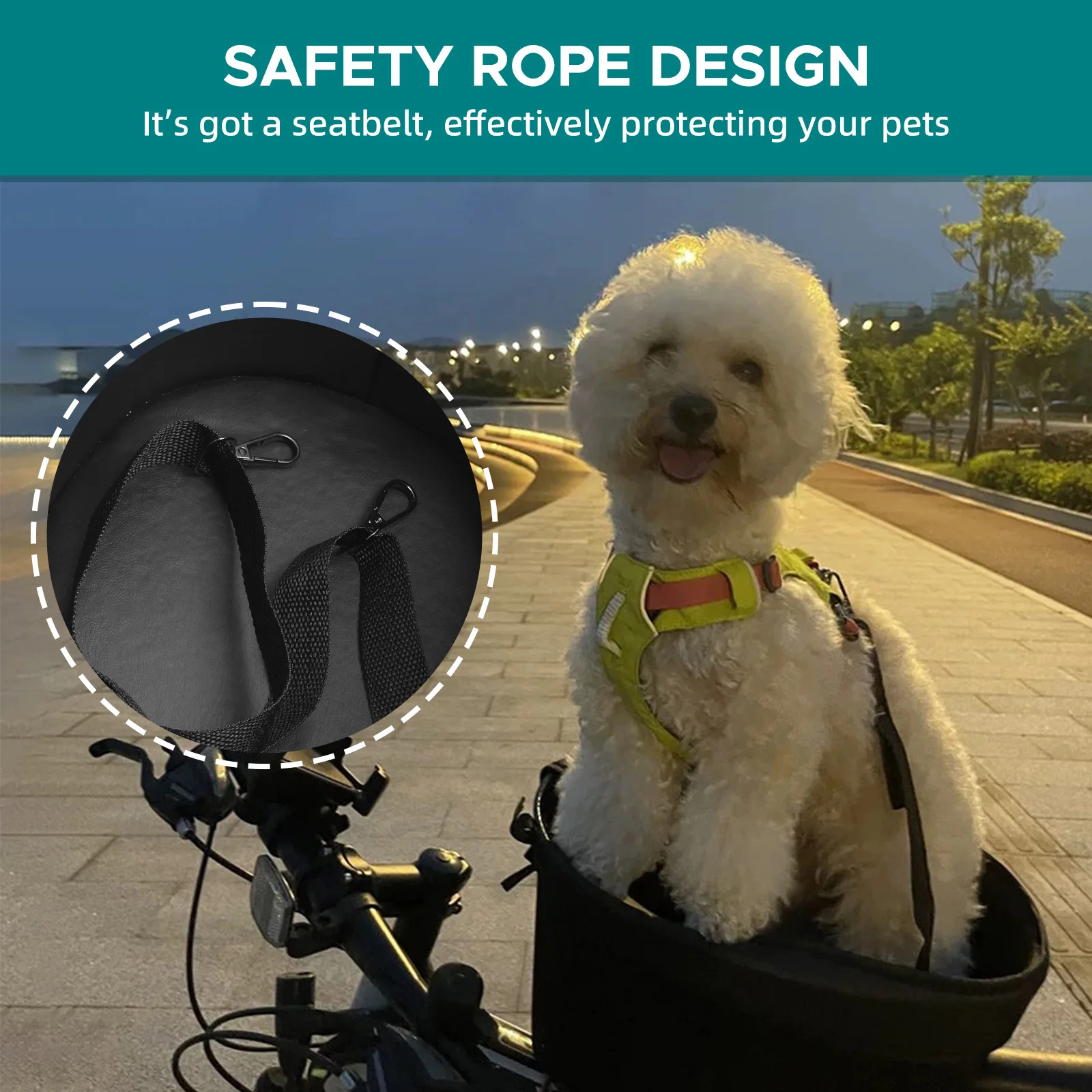 Dog Bike Basket Mountain Bike Shopping Basket Portable Cat and Dog Carrier for Bike Front Crossbar with Sponge Liner SafetyStrap