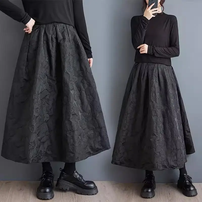 

Large Size Women's Skirt 2024 Spring And Autumn Korean New Item Fish Scale Pattern Loose Splicing Design Skirt Mujer Falda K2340