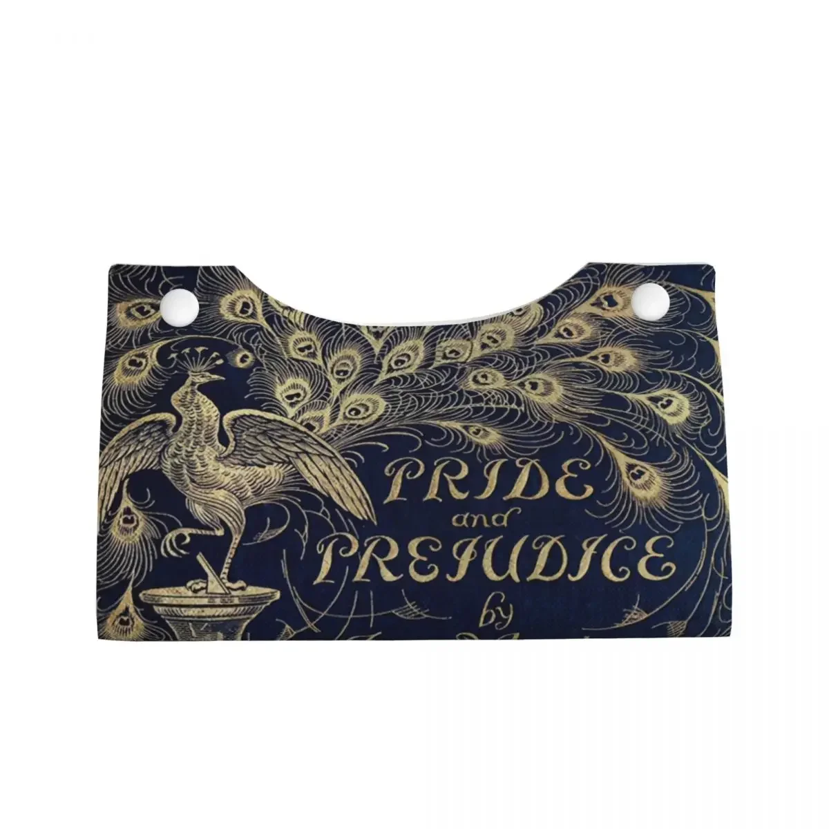 Custom Pride And Prejudice Peacock Feather Tissue Box Cover Rectangular PU Leather Animal Facial Tissues Holder for Office