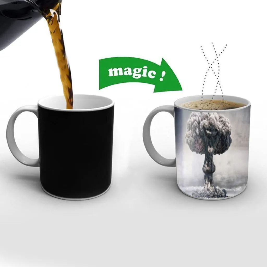 Interesting Explosion Free shipping Mug Changing Color Ceramic Coffee Mugs Magic Tea Cup Best Gift For Your Friends