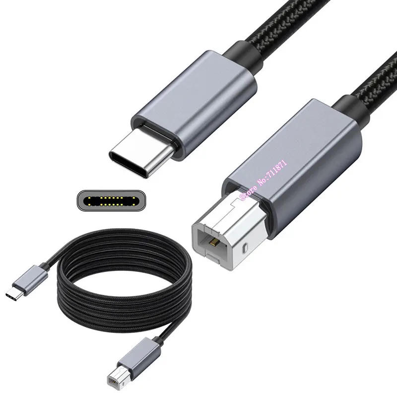 Usb3.1 Type-C to Usb2.0 B Male Data Cable Line Usb C Male to Usb 2.0 B Male Data Line Wire Cord For Printer Scanner Audio device