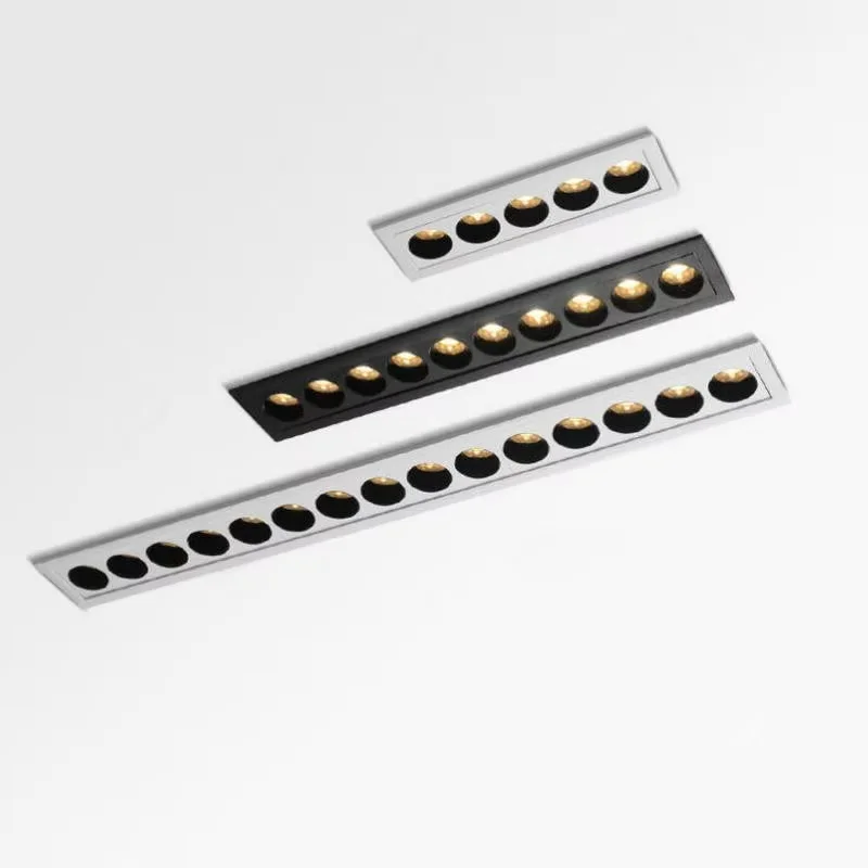 

Dimmable Creative Anti-Glare Linear Recessed Grille Line Lights 10W 20W 30W Living Room Corridor Strip LED Downlight