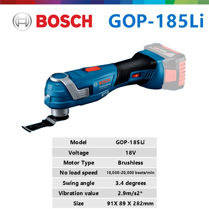 Bosch Cordless Oscillating Multi Tool GOP 185-Li Brushless Universal Treasure 18V Rechargeable Cutting Machine Power Tools