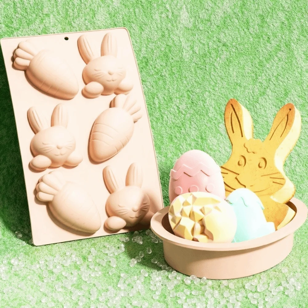 Heat-Resistant Easter Egg Bunny Mold Food Grade Silicone Easter Bunny Design Silicone Cake Mold 3D Design Surprise Design