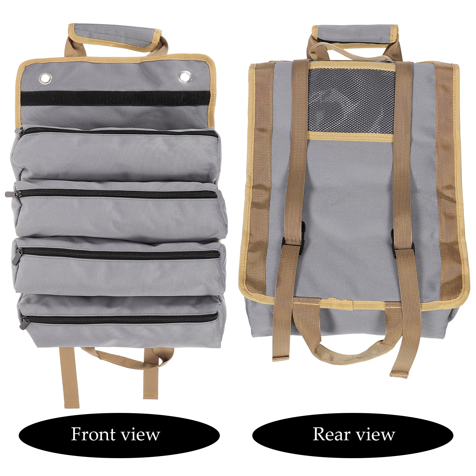 

Heavy Duty Roll Up Bag Large Oxford Cloth Tool Organizer Pouch For Electrician Carpenter Wrench Storage Zipper Handle Tool Roll