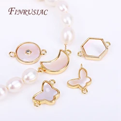 18K Real Gold Plated Shell Geometry Design Connector Pendants For Necklace Making,Wholesale Connector Charms DIY Accessories