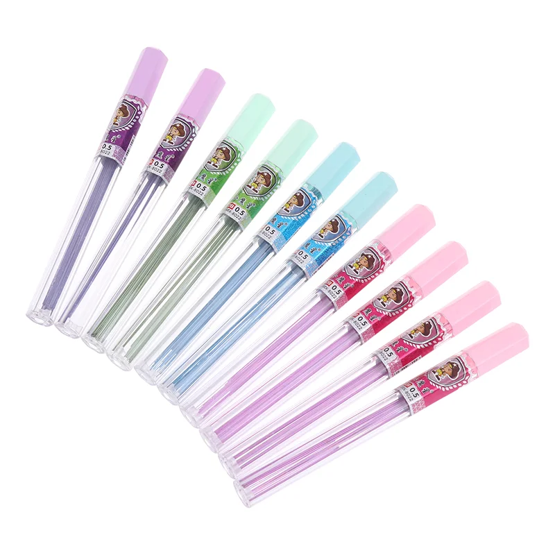 10 หลอด 0.5 มม.2B ดินสอเติมดินสอที่มีสีสันดินสออัตโนมัติเปลี่ยนดินสอ Core Sketch Drawing อุปกรณ์