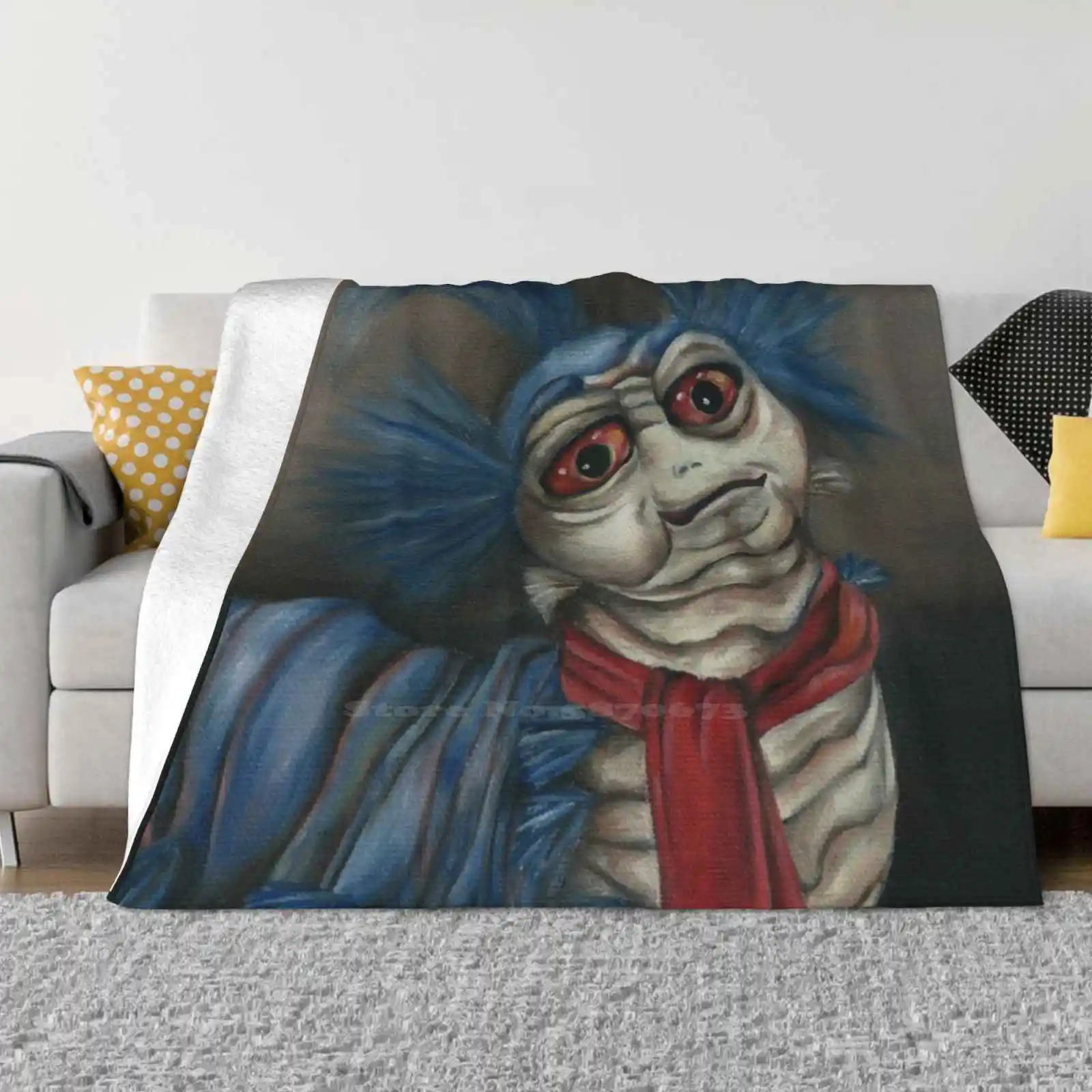 Labyrinth Worm-Oil Painting Creative Design Comfortable Warm Flannel Blanket Ello Worm Labyrinth Worm Jareth Goblin King Ludo