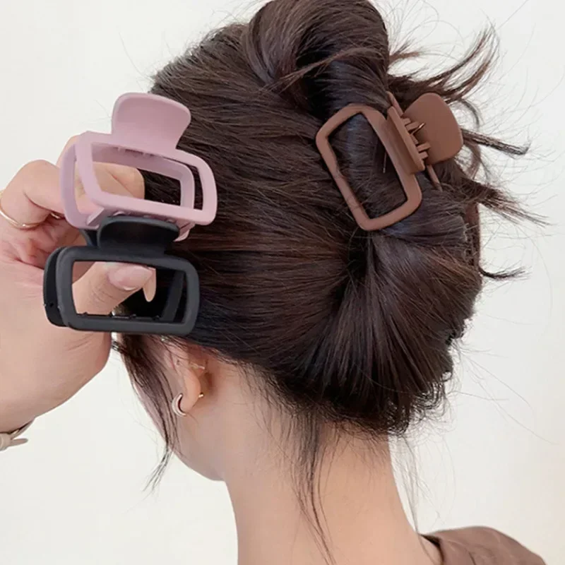 Small Hair Claw Clips Women Girls 5.2cm Square High Ponytail Clip Clamp Korean Simple Matte Non Slip Hair Styling Accessories