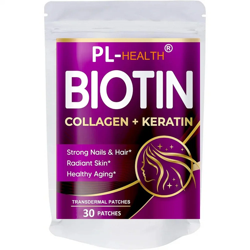 

BIOTIN Transdermal Patches with Collagen Nails & Hair, Radiant Skin, Healthy Aging -30 Patches One Month Supply