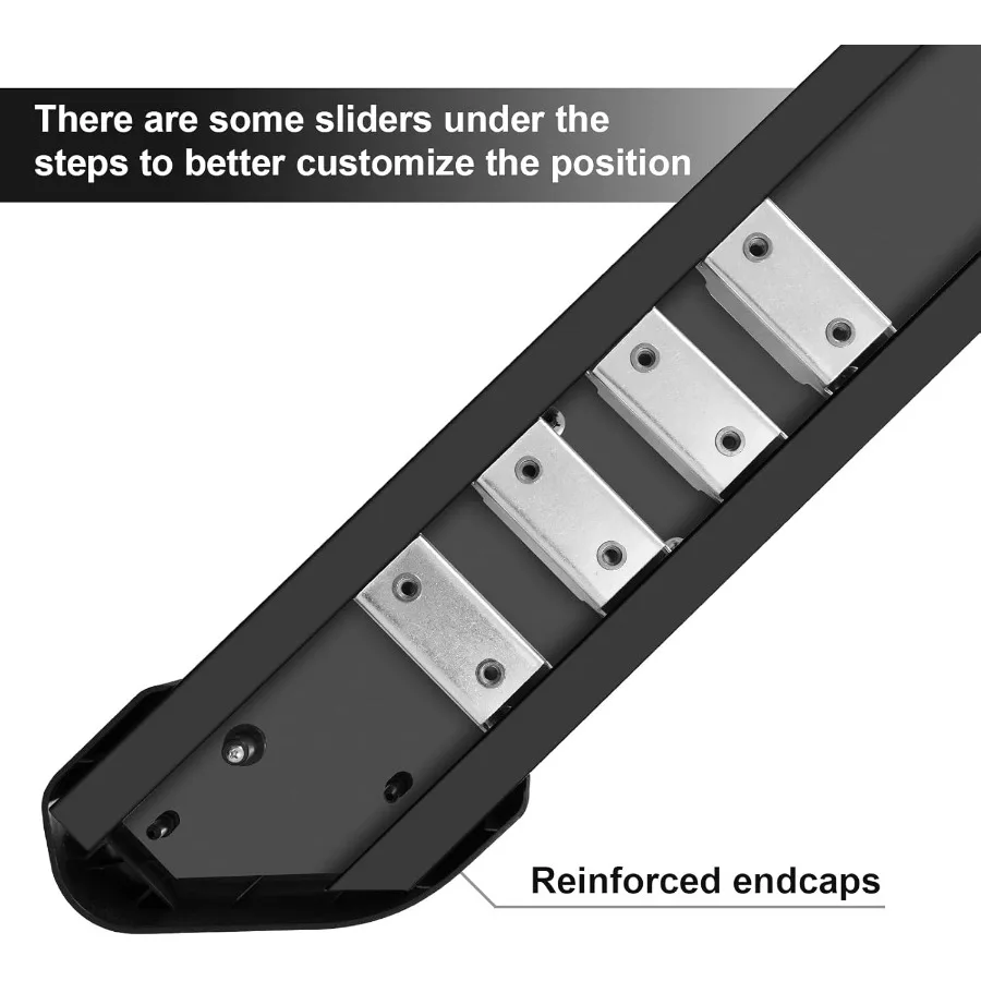 لوحات تشغيل 6.5 متوافقة مع 2022-2025 Toyota Tundra Crewmax Cab 4 باب كامل الحجم لوحات جري بيضاوية مسطحة سوداء مكونة من قطعتين