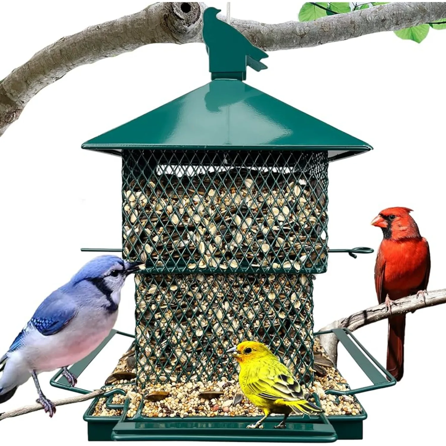 Bird Feeders for Outdoors 6.5lb Large Capacity Heavy Duty Metal Bird Feeder Supports Cardinal Finch Blue Jay and Wild Birds