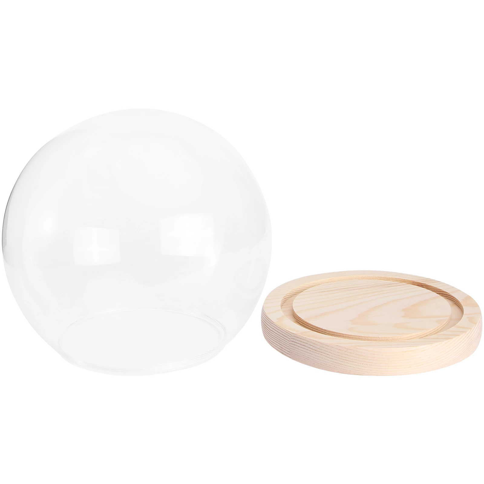 

1 Set Glass Dustproof Display Cover Container Wooden Base Figurines Keepsakes Decorative Centerpiece Home Party Decoration Gift