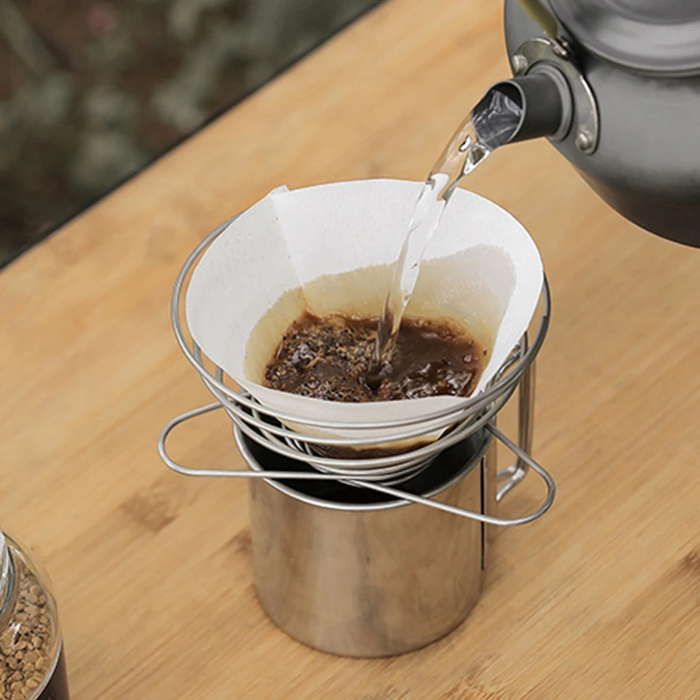 

2pcs Coffee Filter Cup Stainless Steel Drip Stand Foldable Funnel Rack Camping Travel Outdoor Metal Brewer Household
