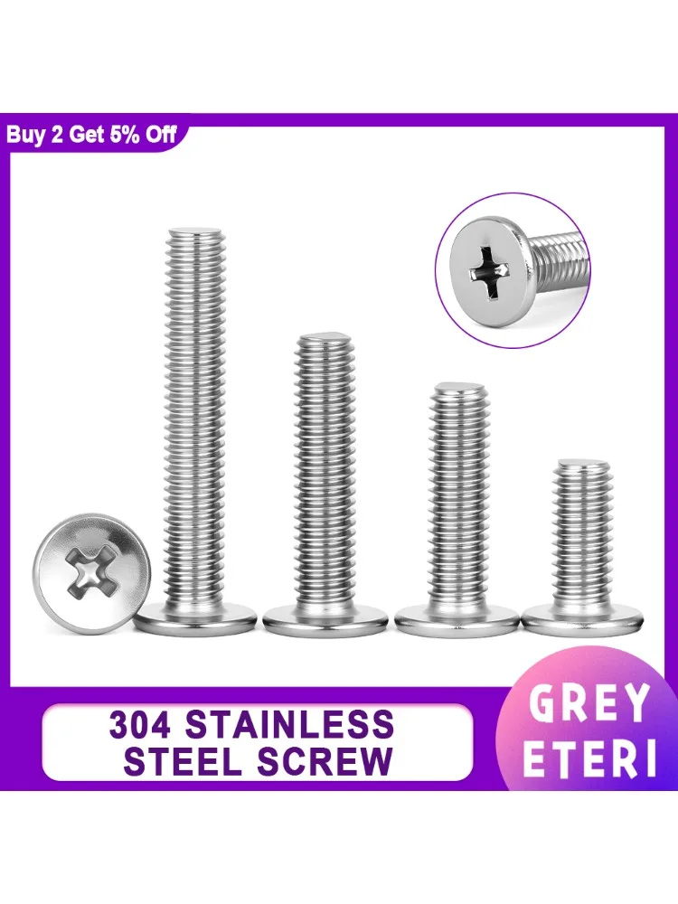 Vis à tête plate Phillips Ultra fine en acier inoxydable 304, boulon croisé pour ordinateur portable M1.6 M2 M2.5 M3 M4 M5 M6