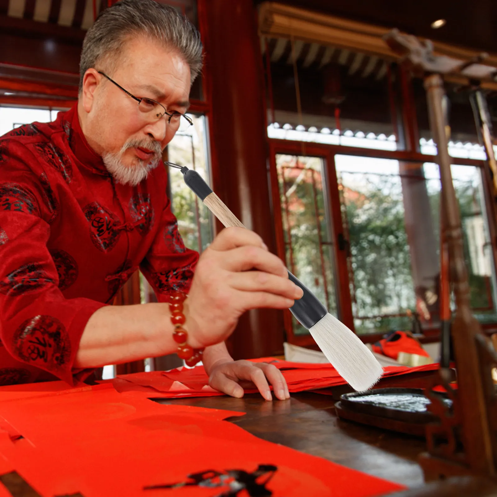 

Large Calligraphy Brush Pen Chinese Writing Brush with Polished Round Handle Excellent Ink Absorption No Portable