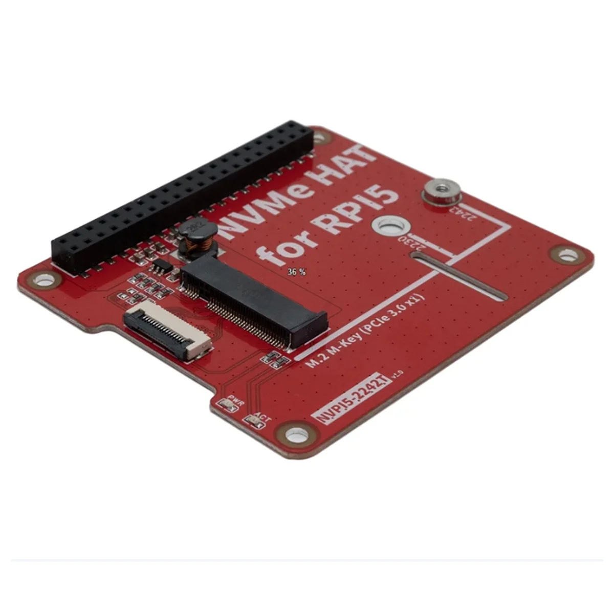 NVPI5 2242T M.2 NVMe HAT SSD 2280 PIP PCIe Placa periférica para Raspberry Pi 5 Adaptador de extensão