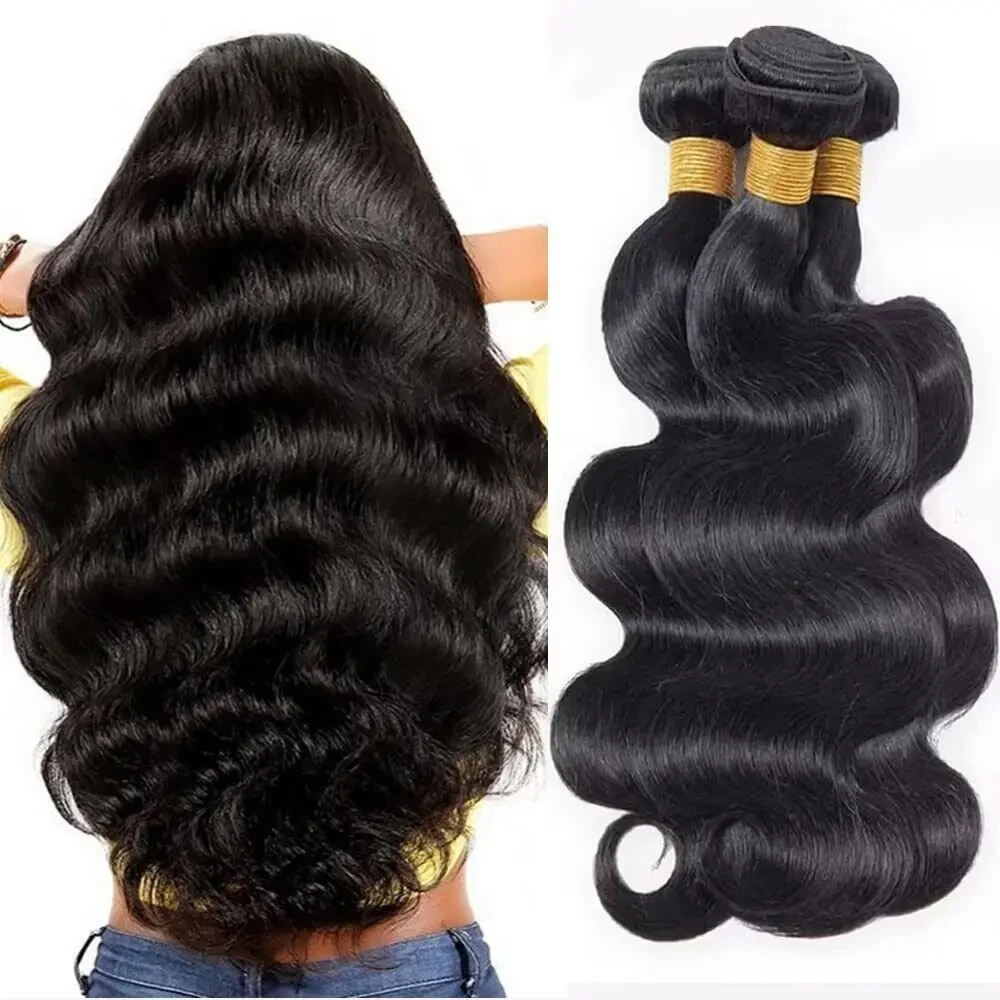 Body Wave Bundles With Frontal 13x4  Virgin Human Hair Weave Extensions 3 Bundles With HD Frontal Transparent