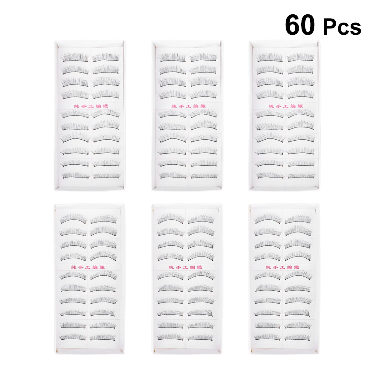 60Pairs Katoenen Draad Handgemaakte Valse Wimpers Natuurlijke Zwarte Lange Dikke Lash Oogmake-up Accessoires Valse Wimpers
