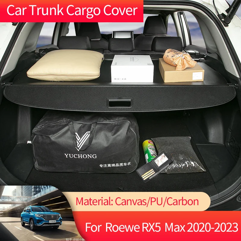 for Roewe RX5 Max eMAX 2020~2023 2022 Car Trunk Cargo Cover Luggage Storage Rear Boot Tray Security Shielding Shade Accessories