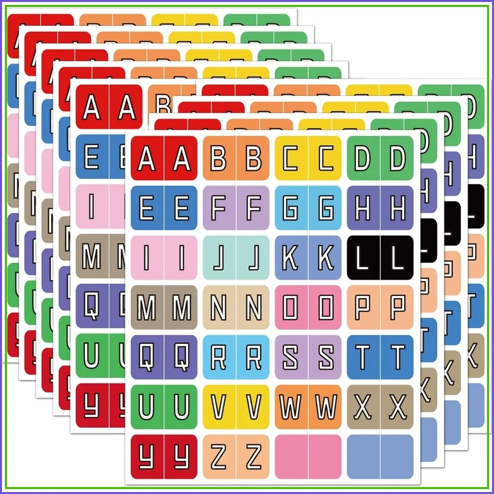 A to Z 26 Letters Index File Folder Labels, Multicolor Alphabet Tabs - Color Coded A to Z Tab Dividers, Stickers for Classroom Book Organizing, 560 Pcs