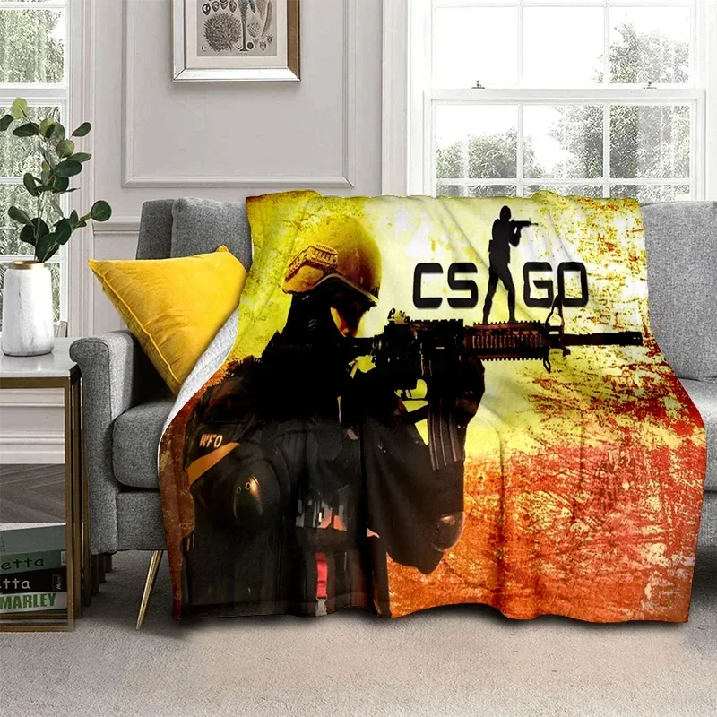 CS GO Counter Strike Game Gamer بطانية ثلاثية الأبعاد للمنزل وغرفة النوم والسرير والأريكة والرحلات والسفر والمكاتب وغطاء للأطفال