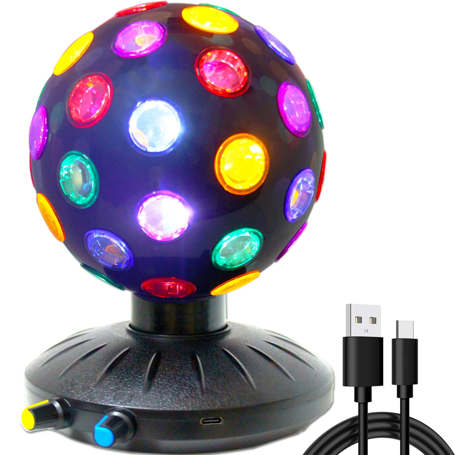 360° Rotary Speed/Brightness Adjustable Spinning Disco Ball LED Night Light, DJ Light Projector