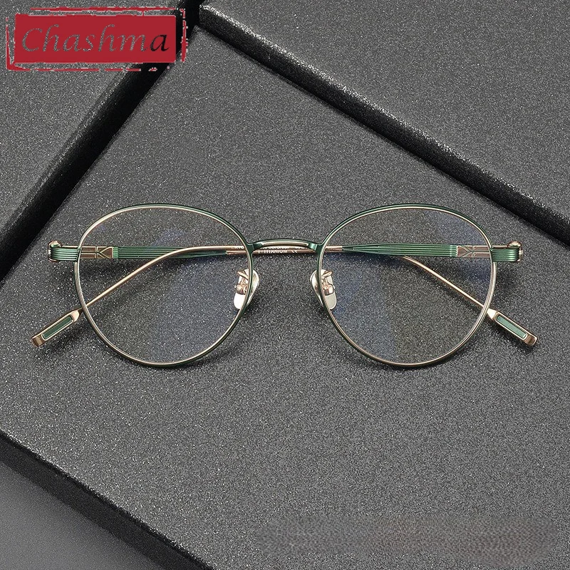 

Очки Chashma Round из чистого титана, оптическая оправа для чтения по рецепту, легкие очки для коррекции близорукости, роскошные ретро-очки для чтения