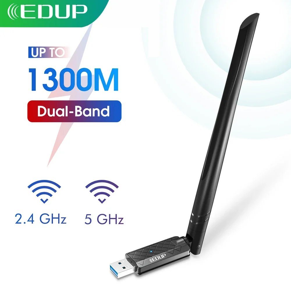 EDUP Wi-Fi адаптер USB 3.0 AC 1300 Мбит/с двухдиапазонный 2,4G/5,8G беспроводная сетевая карта 802.11AC Wi-Fi ключ для ноутбука, настольного ПК Mac