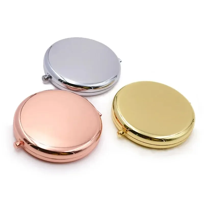 Tragbarer, zusammenklappbarer Make-up-Spiegel, hochwertiger doppelseitiger kompakter Handspiegel, Mini-Taschenspiegel in Roségold für Damen und Herren – Detail 6