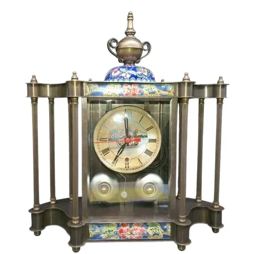 

Винтажные механические часы, старый орнамент из перегородчатой меди из чистой меди