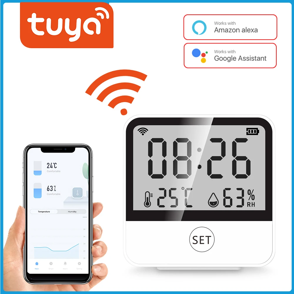 

Tuya Smart WIFI Temperature And Humidity Sensor Indoor Hygrometer Thermometer With LCD Display Support Alexa Google Assistant