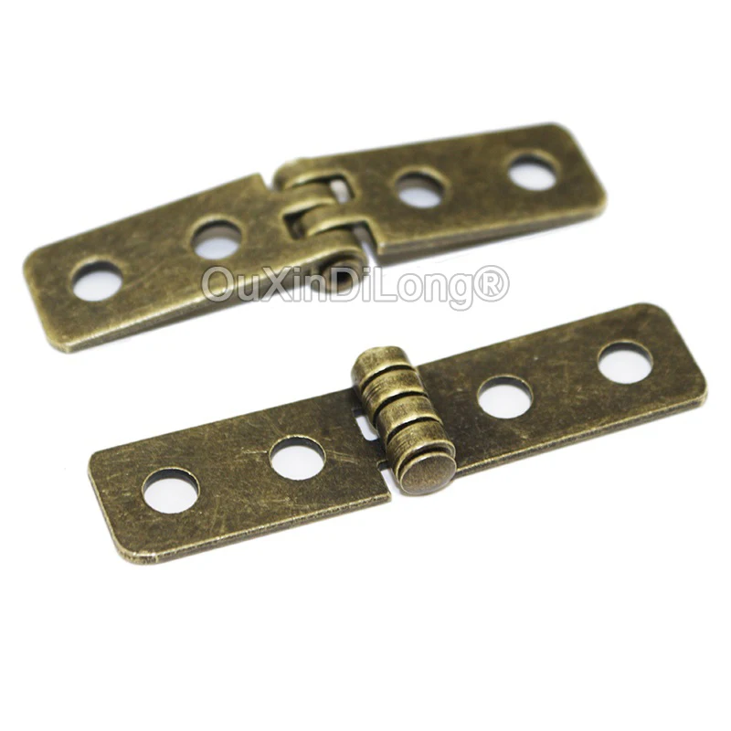 

Retro 50PCS Metal Antique Bronze Furniture Hinges Jewelry Gift Box Wooden Cases Cabinet Hinges 58X13mm Rectangle Bronze Hinges