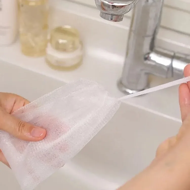Seifenschaumnetztasche zum Aufhängen, Netzhandschuh für Dusche, Badezimmer, Gesichts- und Körperreinigung, Blasenmacher für effektive Reinigung – Detail 8