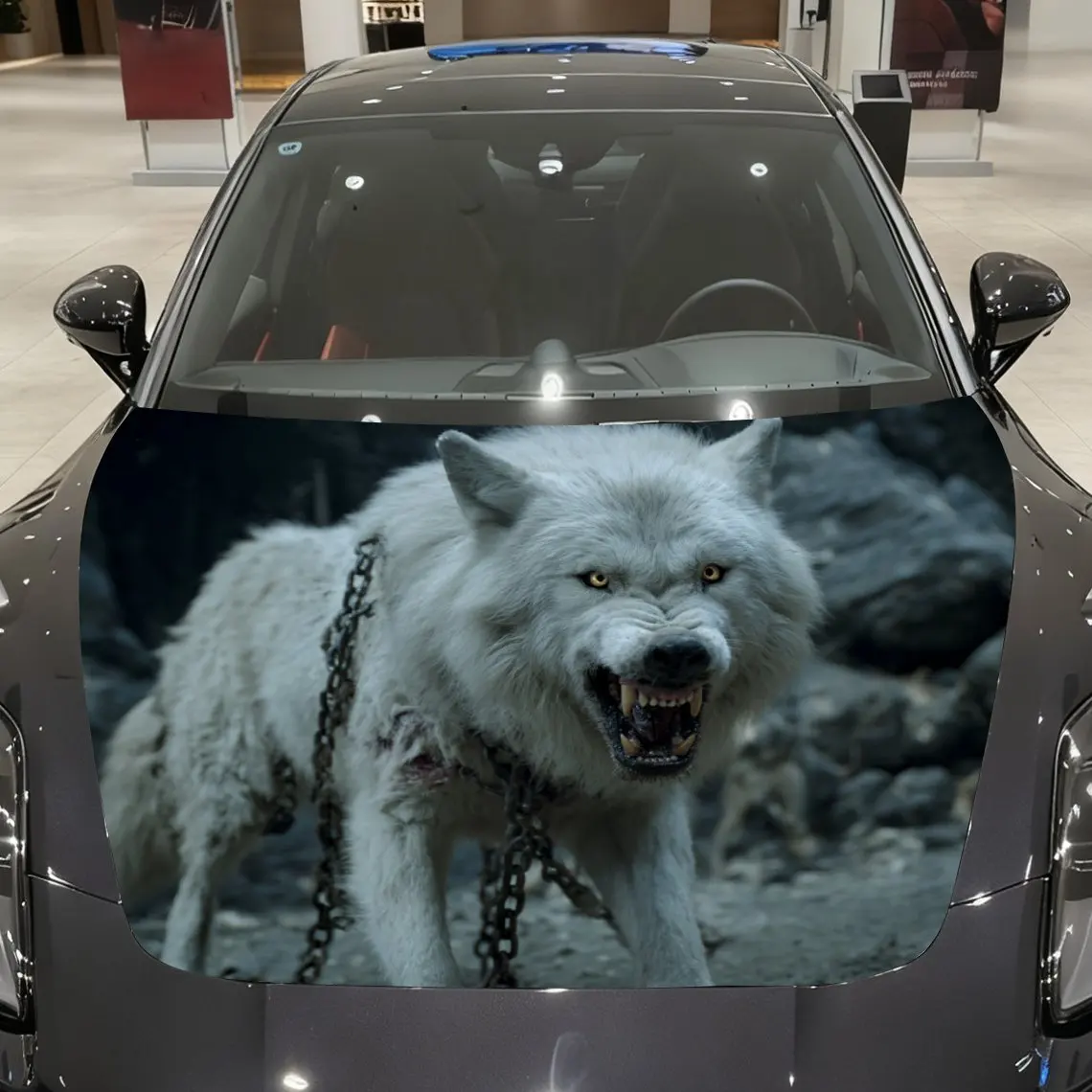 

Обертка на капот автомобиля Fierce White Wolf — самоклеящаяся виниловая наклейка для грузовиков, прочная и износостойкая, декоративная наклейка на капот Graphi
