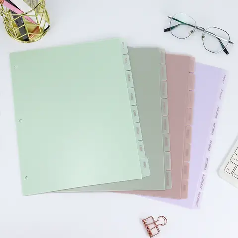 매트 PP 파티션 분배기, A4 3 홀, 느슨한 잎 노트북 교체, 내부 페이지, 핸드 계정 파티션 배플, 8 매/세트