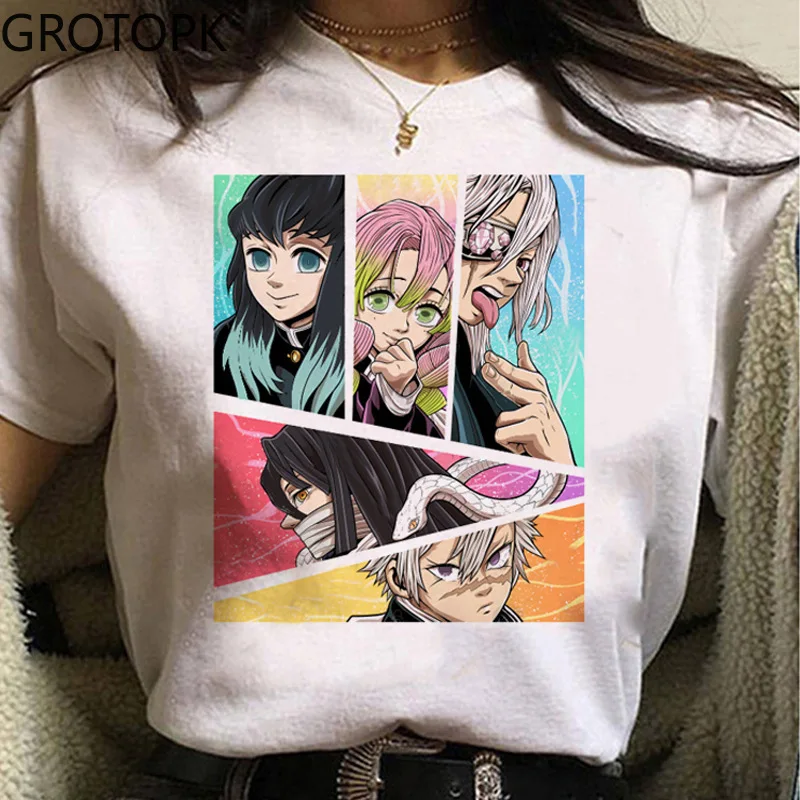 T-shirt da donna nuova estate 2022 stampa 3D Casual Anime giapponese Demon Slayer t-shirt da donna a maniche corte con stampa di cartoni animati