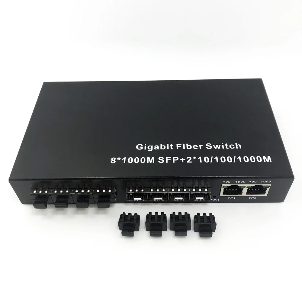 Gigabit Network Ethernet Switch 8 port slots+ 100m/1000m Fiber Optic Media Converter +2 RJ45 netlink