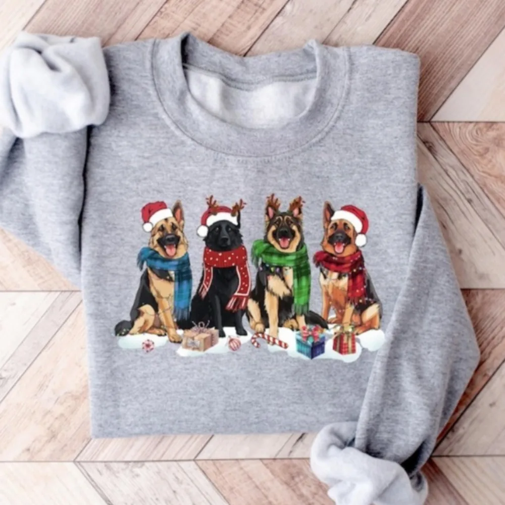 Felpa natalizia da pastore tedesco Felpa con cappuccio per cani di Natale Pastore tedesco Donna Traksuit Amante dei cani Felpa con cappuccio Maglione natalizio